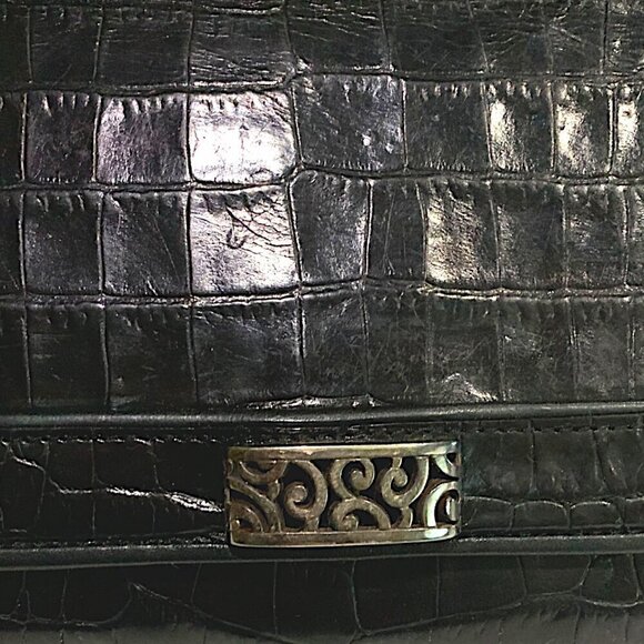 Brighton Travel the World Black Croc Embossed Crossbody/Envelope/Clutch bag - Picture 2 of 12